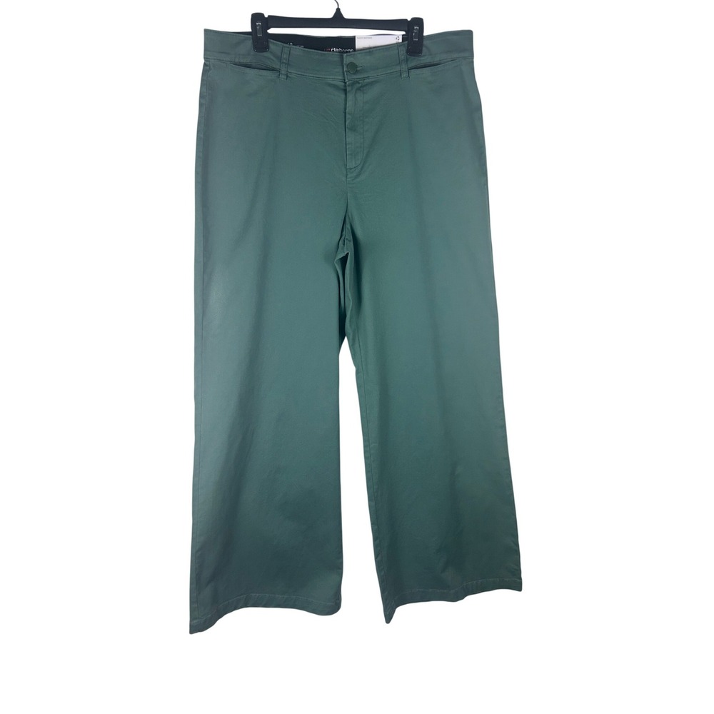 Liz Claiborne Womens Size 18 Wide Leg High Rise Pants Dark Green Flexi-Fit NWT